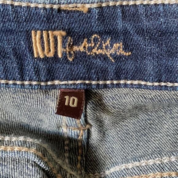 Kut From The Kloth Natalie Crop Jeans Frayed Hem Blue Denim Size 10 - Picture 8 of 10